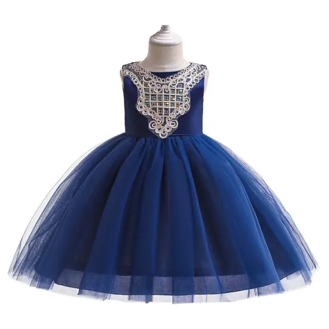 Детские платья для девочек, свадебное платье, элегантное платье принцессы для маленьких девочек, детские вечерние платья, vestido infantil - Цвет: Navy blue