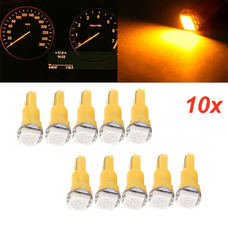 

10pcs T5 17 37 73 74 SMD 5050 Wedge Instrument Dashboard Car LED Light Bulb For Ford NR-shipping