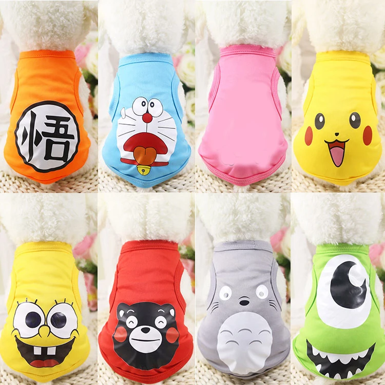 

New spring and summer cartoons cute pet dog vest clothes cartoon breathable dog summer clothes thin clothes dog t shirt