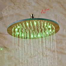 Luxe 12 ” or salle de bain LED pomme de douche mur support plafond haut pulvérisateur douche