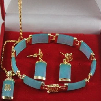 

free shipping $wholesale_jewelry_wig$ Blue pendant necklace bracelet earrings sets