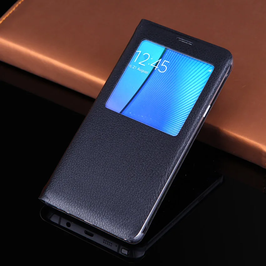 Тонкий чехол для телефона, кожаный чехол, откидная задняя крышка, маска для samsung Galaxy S6 Edge Plus/S6 Edge+ G928 G928F G928H - Цвет: Черный