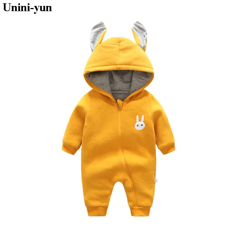 

NEW Baby Rompers Winter Thick Warm Baby boy Clothing Long Sleeve Hooded Jumpsuit Kids Newborn Outwear for 0-24M Cartoon Print