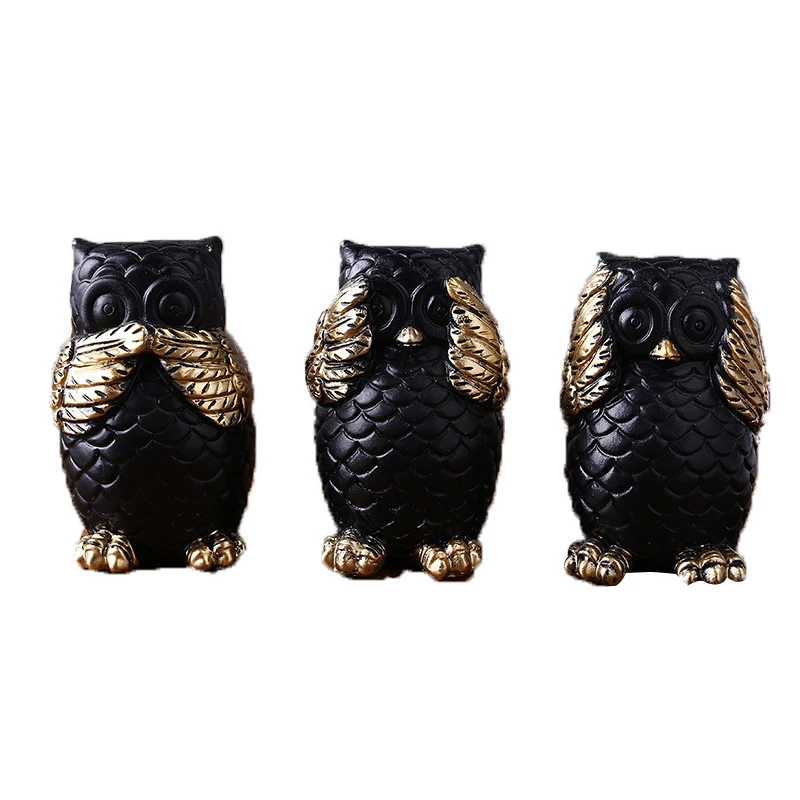 

Artificial Owl Model Ornament Toy Living Room Decor Resin Owl Sculpture Simulation Figurine Vintage Home Ornament Desktop Decor