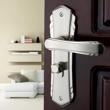 

Silver Door Lock Bethroom Bedroom Door Handle Lock Wooden Door Interior Room Gate Handle Door Lock Knobs