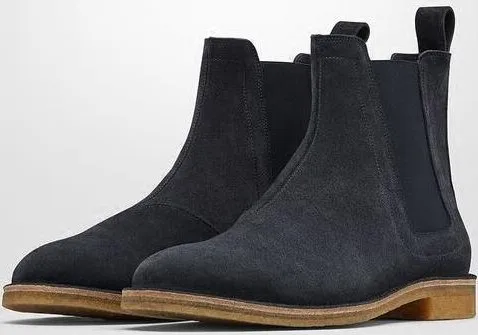 

New Mens Chelsea Boots Stitching Work Shoes Men Military Desert Boots Men Cool Martin Boots Smoke Rubber Sole Cow Suede Boots 46