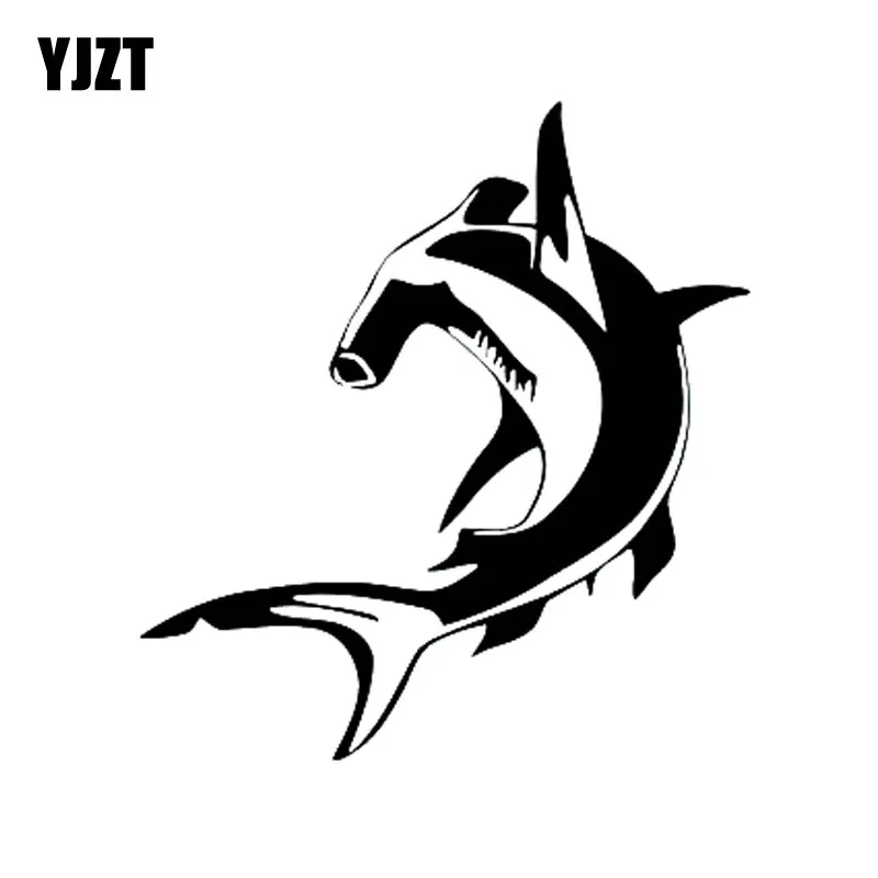 

YJZT 14.3cm*15.5cm Fish Hammerhead Shark Ocean Predator Personality Vinyl Car Sticker Decals Black Silver Accessories C11-0103