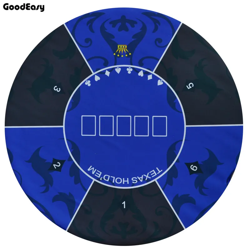 1.2m Blue Texas Hold'em Poker Tablecloth Rubber Table Mat with flower pattern Casino Board Game