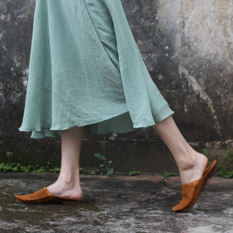 Careaymade-Woman Slippers Genuine Leather Slip on Ladies Flat Shoes pure handmade man Cow Suede Summer,9 colors big size 35-45