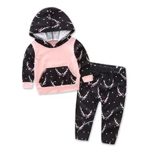 Baby Set 2017 Autumn Winter Newborn Printing Long Sleeve Hoodies Sweater Long Pants 2psc Boys Girls Children Bodysuit Fashion