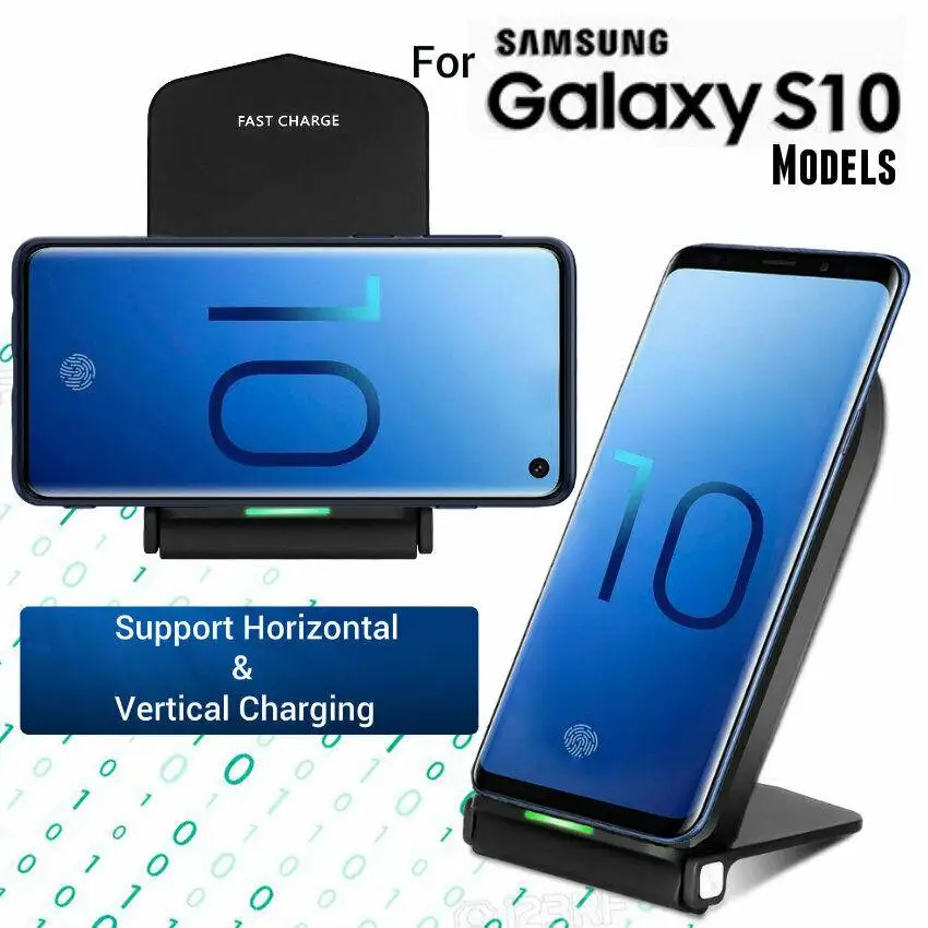 

DSstyles 2019 New Fashion Phone Wireless Charger for Samsung Galaxy S10 S10e S10+ Fast QI Wireless Charger Charging Dock Stand