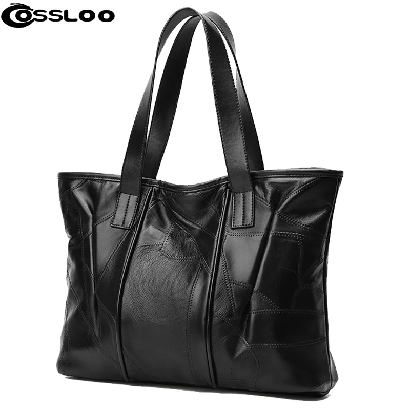 

COSSLOO Women Versatile Handbag Soft Offer PU Leather bags Zipper messenger bag/ Splice grafting Vintage Shoulder Crossbody Bags