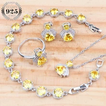 Свадебные 925 стерлингового серебра Ювелирные наборы для женщин Свадебное украшение кольцо с цирконом браслет серьги ожерелье кулон камень Набор подарочных коробок