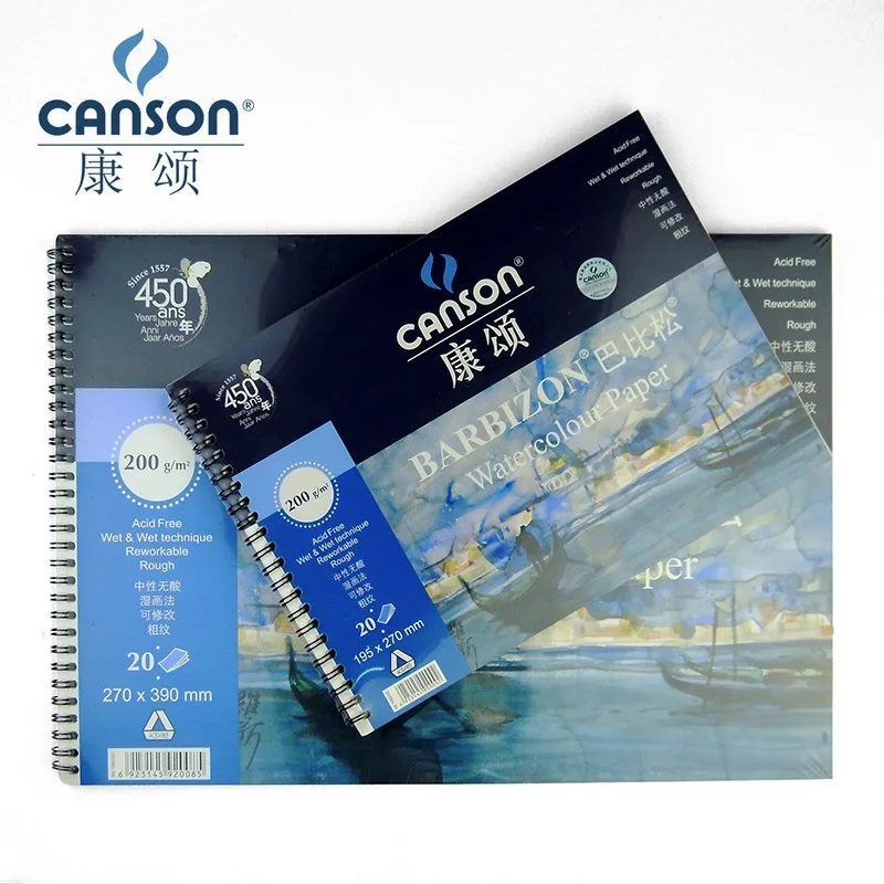 

Canson 200g/m2 8K 16K Watercolor Paper For Water Color 20 Sheets Hand Painted Water-soluble Book Creative Blank Spiral Art Paper