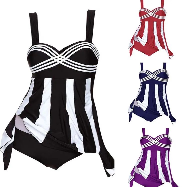 

Tankini Two Piece Swimsuit Female Bikinis Women Plus Size Large Swimsuit Push Up Halter SwimDress Beachwear