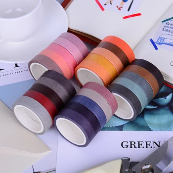 

5Pcs/Set Paper Tape DIY Decorative Scrapbook Masking Tape Washi Tape Stationery Office Supply Solid Color Adhesive Tape 10mm*5M