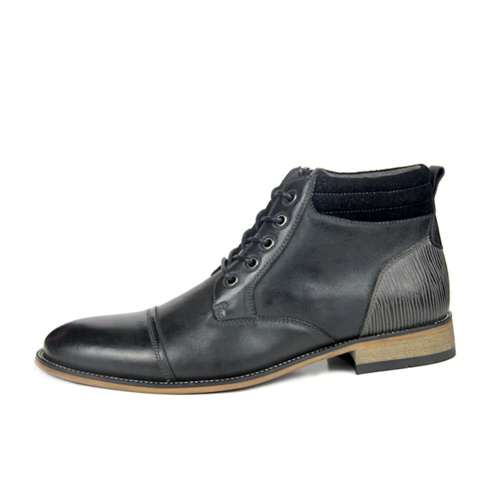 Calidad De Moda Vendimia Los Alta Hombres Calzado La Genuino Otto Primavera brown Encaje Zapatos otoño Zapatos Black Tobillo Stock Botas Cuero YpqzwO