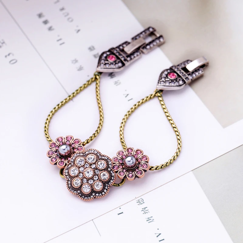 

Bohemia New Arrival Vintage Crystal Flower Bracelet For Women Wholesale Handmade Jewelry Appointment Gift in box