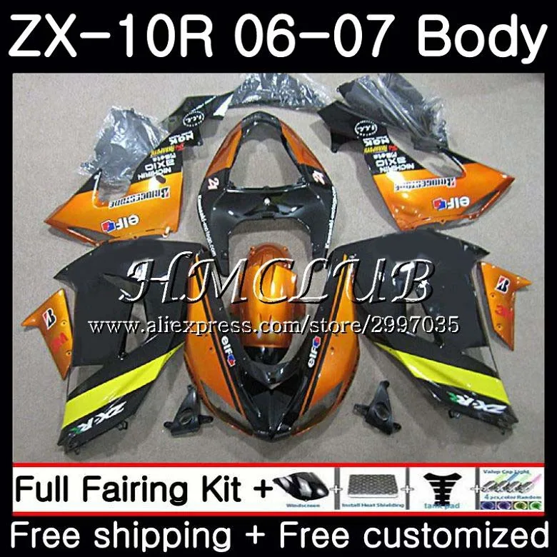 

Bodywork For KAWASAKI NINJA ZX1000C Orange black ZX-10R 2006 2007 61HC.11 ZX1000 C ZX 10 R ZX 10R 06 07 ZX10R 06 07 Fairing kit