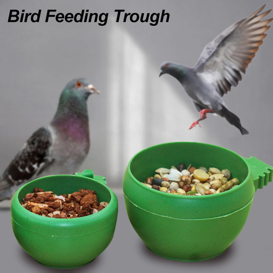 Mini Parrot Aviary Pet Cage Plastic Round Bird Water Food Feeder