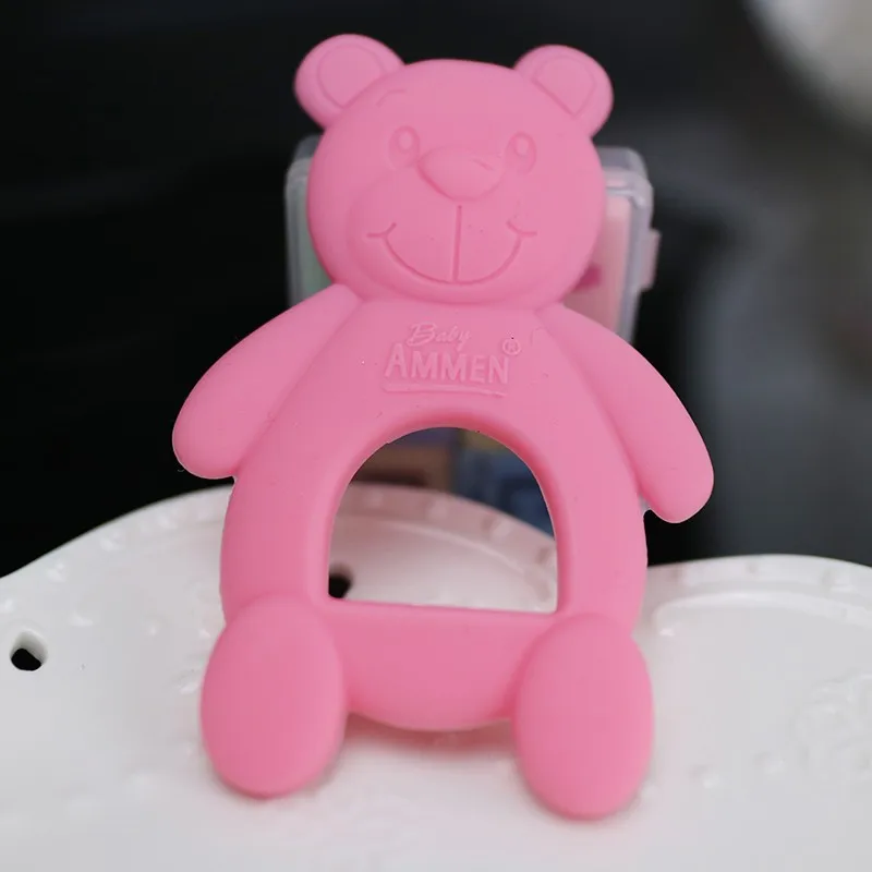 3 шт. Детские Прорезыватель Новорожденные игрушка милый медвежонок Еда силикона безопасности кусает резиновые цвет мультфильм Детские Прорезыватели для зубов 3 месяцев