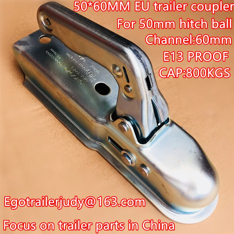 

EGO TARIELR TRAILER COUPLER EU STYLE FOR 50MM HITCH BALL CHANNEL:60MM TRAIELR PARTS EMARK APPROVAL