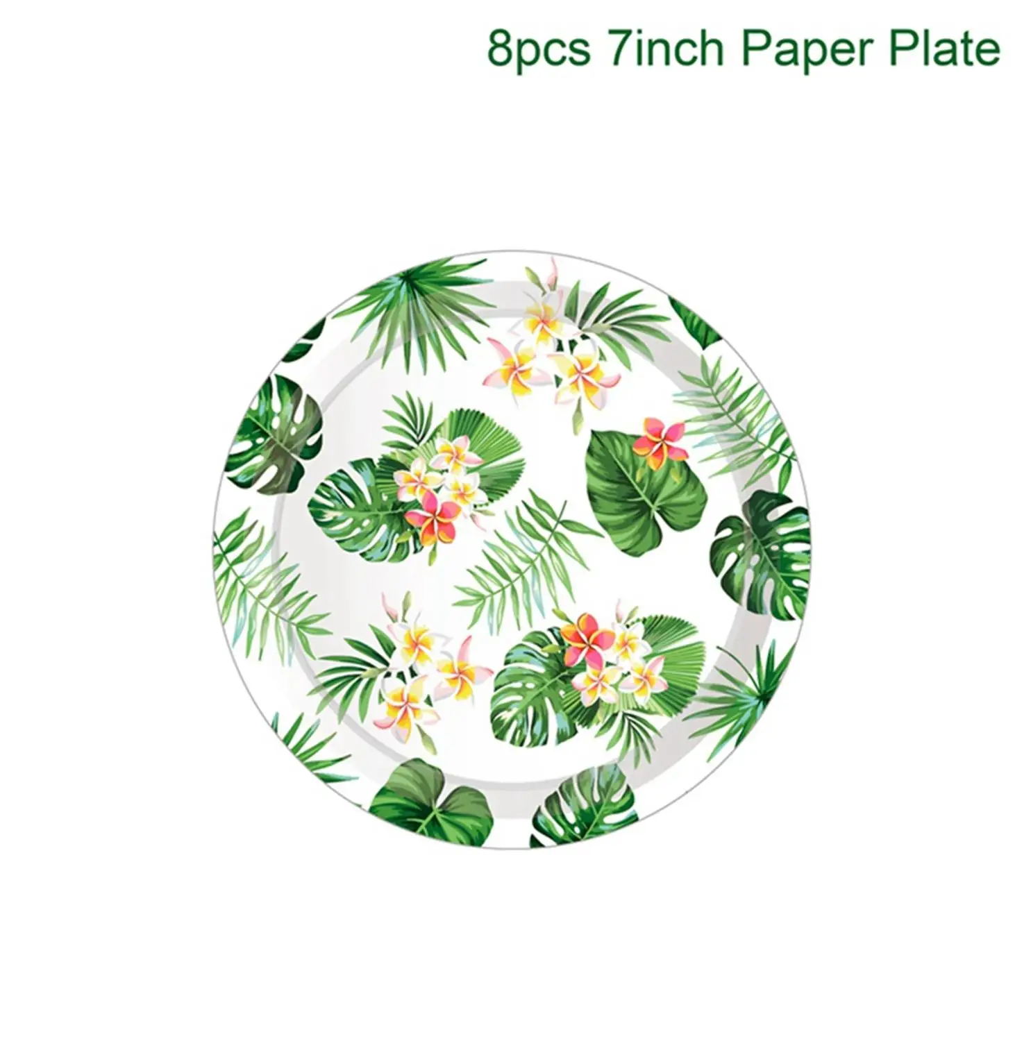 HUIRAN Hawaii Party Decorations Pink Flamingo Decoration Summer Tropical Hawaiian Party Favors Supplies Luau Aloha Party Decor - Цвет: Paper Plate 7inch