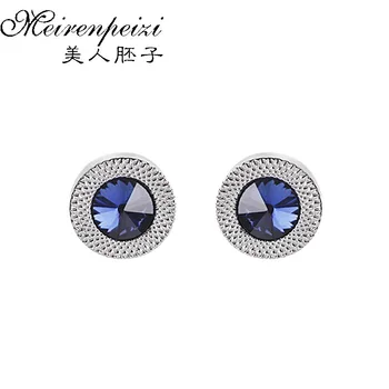 

Luxury Cufflinks For Mens Women Blue Zircon Taper Cuff Links Crystal Fashion Brand Cuff Button High Quality Wedding Cuff Links