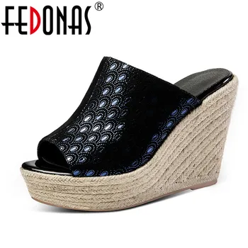 

FEDONAS 2019 Spring Summer Top Quality SheepSkin Women Sandals Fashion Sexy Elegant Round Toe High Heels Party Shoes Woman
