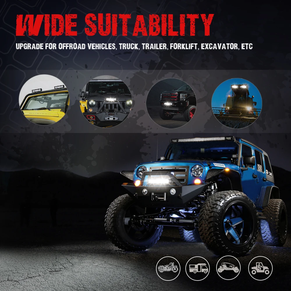 MICTUNING 1" 108 ВТ трехрядный прямой светодиодный рабочий светильник, бар, высокая яркость, точечное наводнение, комбинированная потолочная лампа для внедорожников, внедорожников, UTV