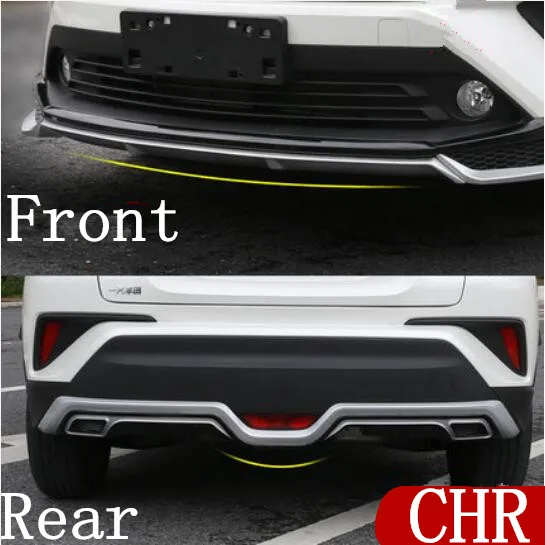 

JIOYNG ABS Paint Car Front+Rear Bumper Spoiler Lip, Auto Car Bumper Diffuser 4pcs/Set Fits For Toyota CHR C-HR 2018 2019