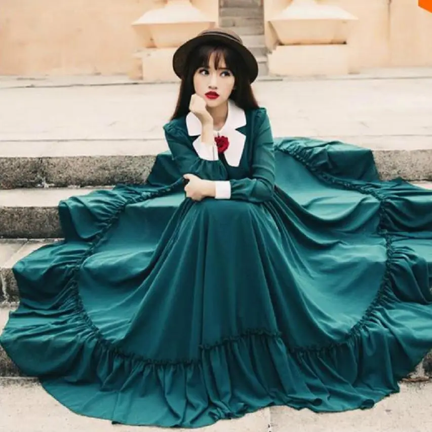 Женское винтажное платье с подвижной юбкой mori girl богемное пляжное в стиле Лолиты