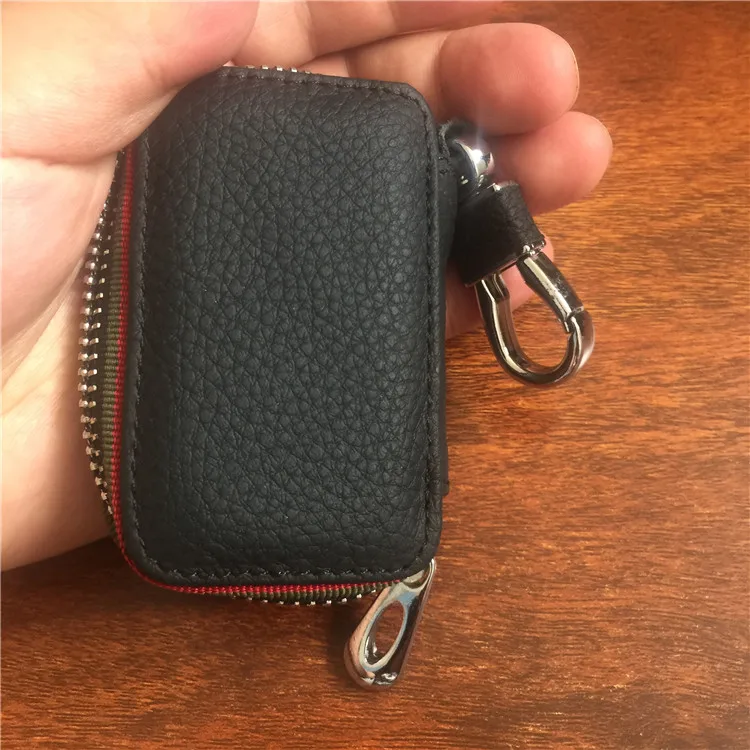 

Black Leather Car Logo Key Wallet Case Holder For AUDI BENZ CITROEN FORD HONDA PEUGEOT VOLKSWAGEN TOYOTA NISSAN Auto CNYOWO
