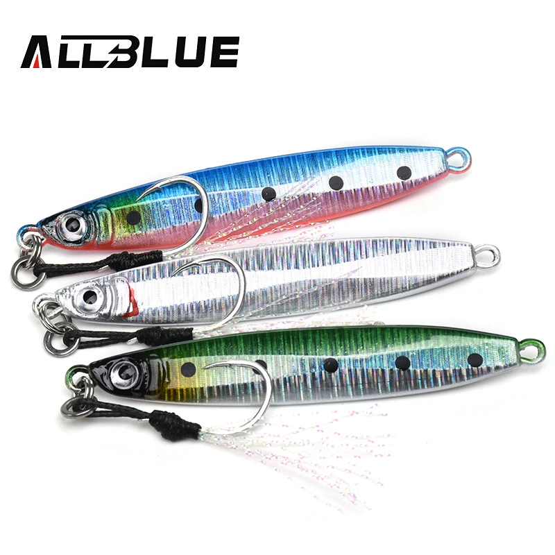 ALLBLUE قناص طعم صيد معدن شقة تقع ملعقة 18G 35G شور بطيئة الصب القفز الرصاص الأسماك البحر باس الصيد إغراء الاصطناعي الطعم معالجة