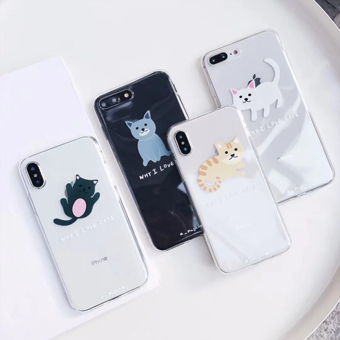 Кот Чехол для iPhone 7 плюс 6 6s Plus милый кремния мультфильм Cat Чехлы X 10 8 Коке |