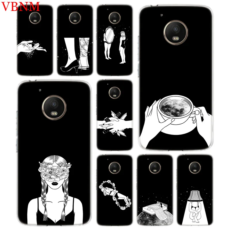 

Black Fantasy Girl Accessories Phone Case For Motorola Moto G7 G6 G5S G5 E4 Plus G4 E5 Play Fit Pattern Customized Coque Cover