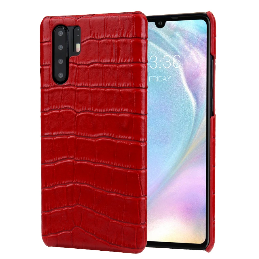 Чехлы из натуральной крокодиловой кожи для huawei P30, задняя крышка телефона - Цвет: Красный