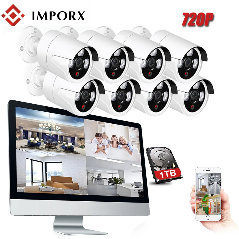 

8CH CCTV System 720P Wireless NVR kit 13" LCD Outdoor Waterproof 1MP 8PCS IP Camera Wifi CCTV Security System Video Surveillance