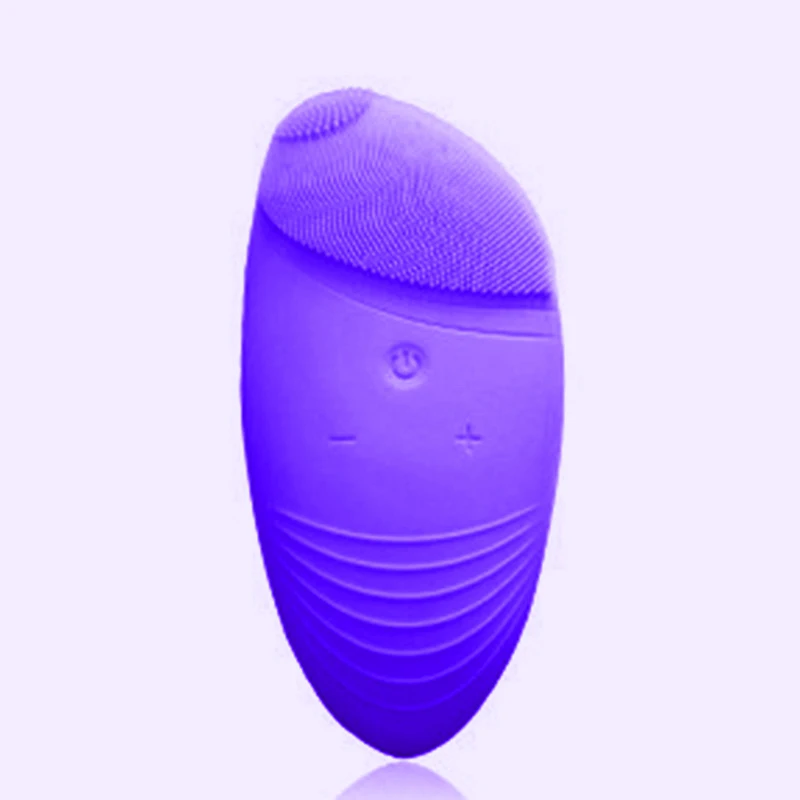 Мини электрическая Очищающая щетка для лица, силиконовая, для мытья лица, массажный вибратор, Sonic Vibracion, очиститель глубоких пор, инструменты для ухода за кожей тела - Цвет: Purple