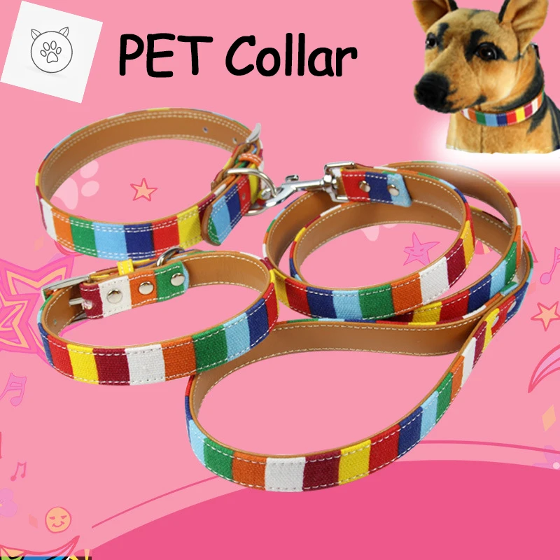

SUPREPET Rainbow Canvas Cat Dog Collar Soft Comfortable Puppy Small Kitten Adjustable Fashion Collar S/M/L/XL/XXL