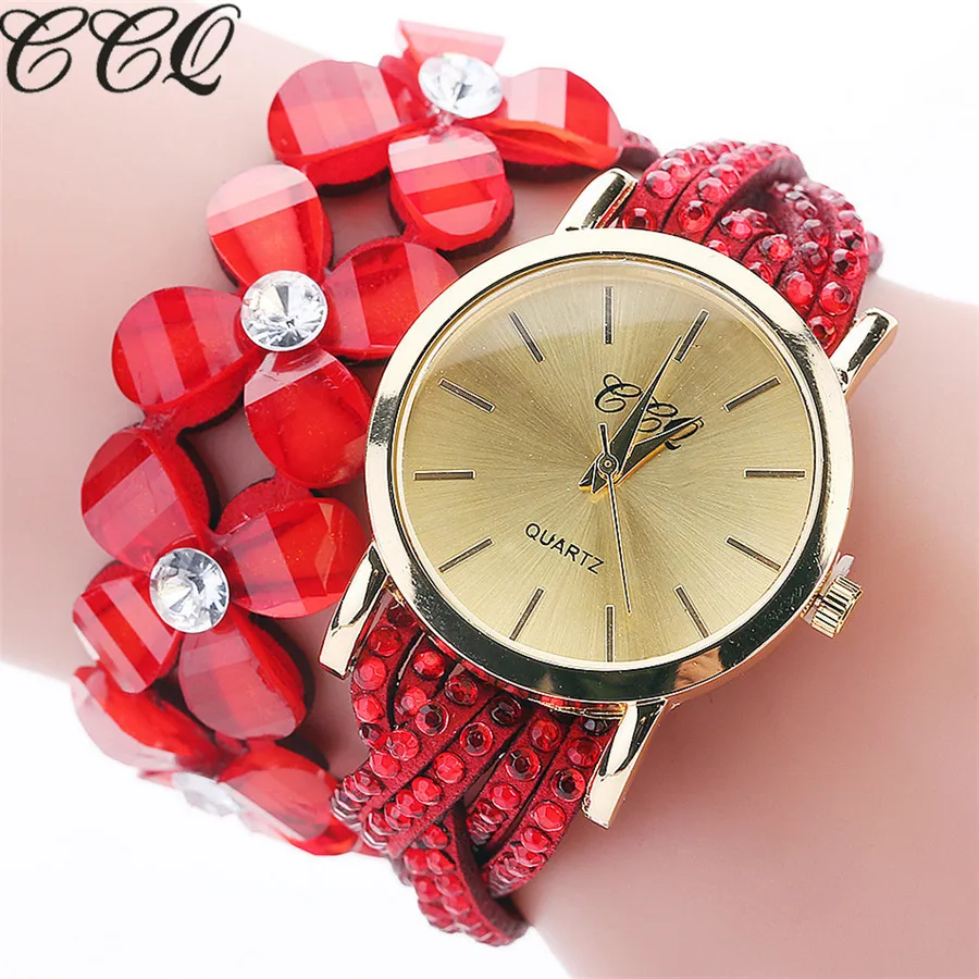 

CCQ Brand Casual Flower Strap PU Leather Bracelet WristWatch Women Fashion Casual QuartzWatches Best Gift Relogio Feminino C105
