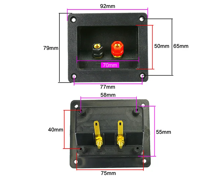 Ghxamp динамик Клеммная плата динамик распределительная коробка с 2 медными винтами связывающие порты 92*79 мм два подключения платы 2 шт