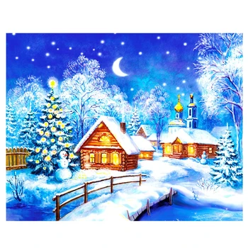 

5D Diy Diamond Painting Cross Stitch Winter snow house full square Diamond Embroidery mosaic,puzzles New year gift Z807