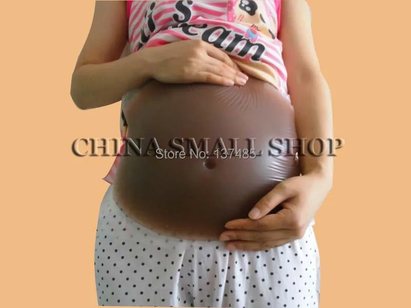 Brown Fake Belly Artificial Fake Pregnancy Silicone Baby Tummy Pregnant Bump Toy 