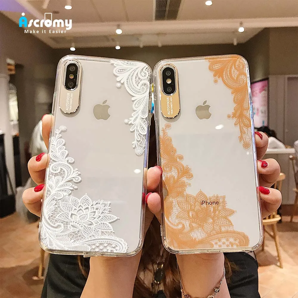 Роскошный сексуальный кружевной мягкий TPU чехол для телефона iPhone 7 8 6 Plus X XR Xsmax