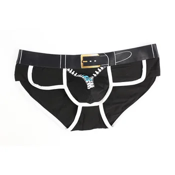 

Newly Design Men Underwear Men Sexy Briefs Breathable Fake Printed Zipper Underwear ropa interior hombre