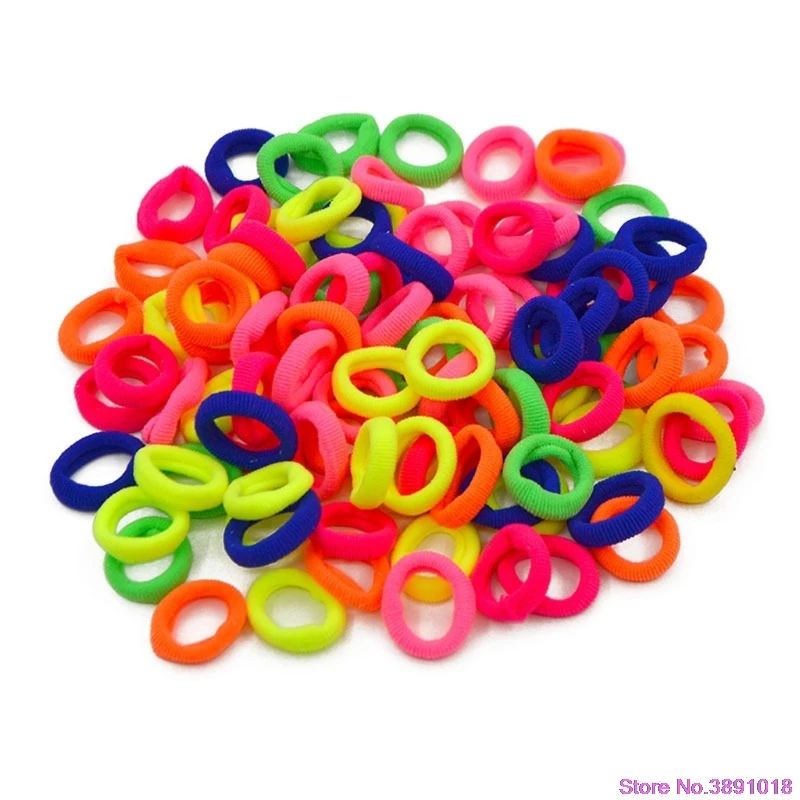 

100Pcs Colorful Child Kids Hair Holders Rubber Hair Band Girl Elastics Tie Gum