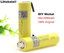 5PCS liitokala100% new original HE4 18650 rechargeable lithium-ion battery 3.6V 2500 mAh battery 20A 35A discharge + DIY nickel