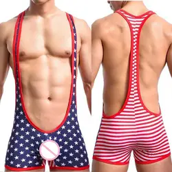 Модный бренд американский флаг мужские сексуальные Средства ухода за кожей костюм Подтяжки для женщин Борьба Синглетный облегающий