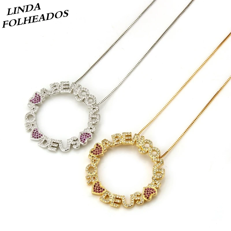 

New Designed Hot Sale Romantic Heart Big Round Cubic Zirconia Bridal Wedding Pendant Necklace Jewelry for Women Gift Anniversary